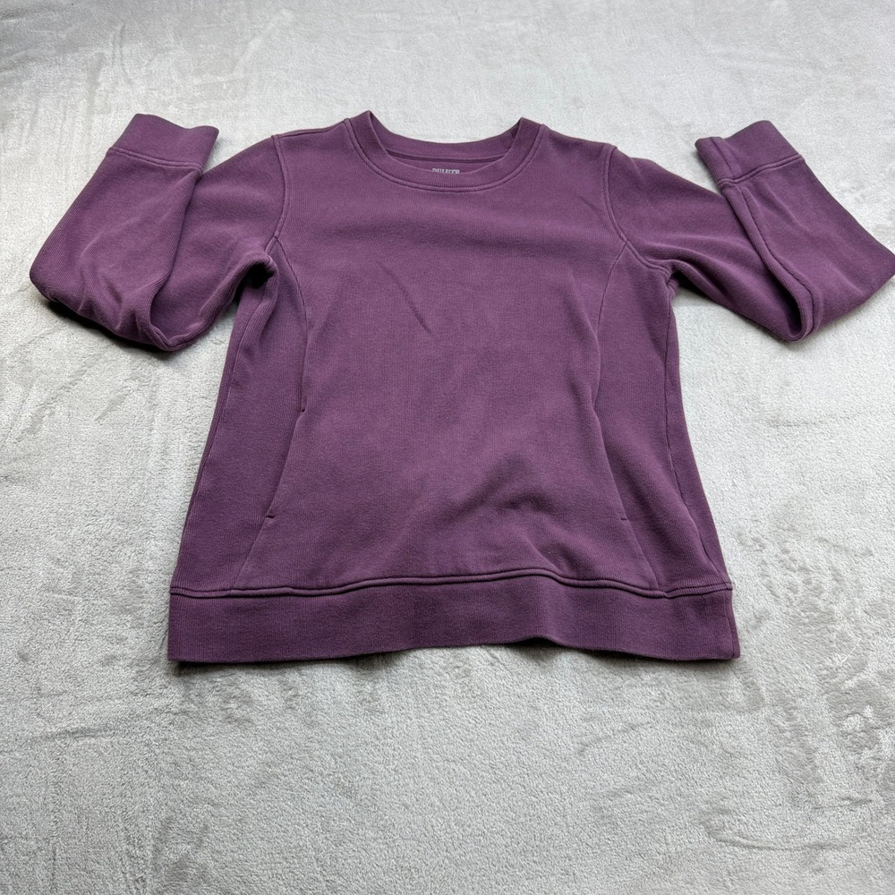 Duluth Trading Co Sweatshirt Womens M Purple Cotton Crew Neck Pockets Gorpcore